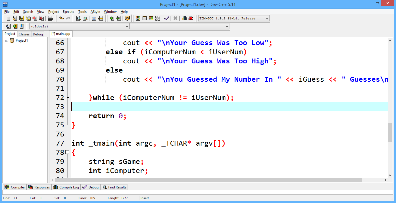 Dev-C++ Screenshot